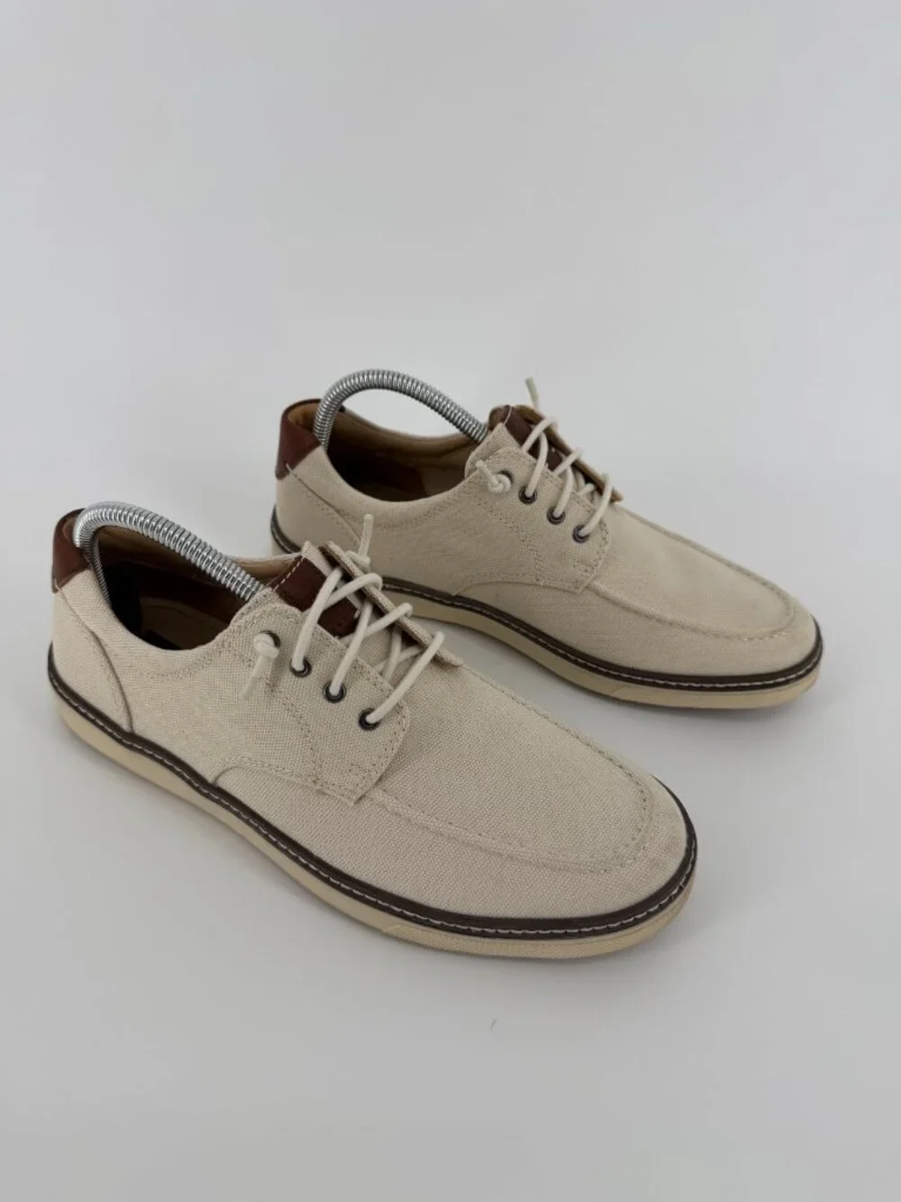 Johnston & Murphy McGuffey Men’s 8.5M Beige Canvas Moc Toe Shoes